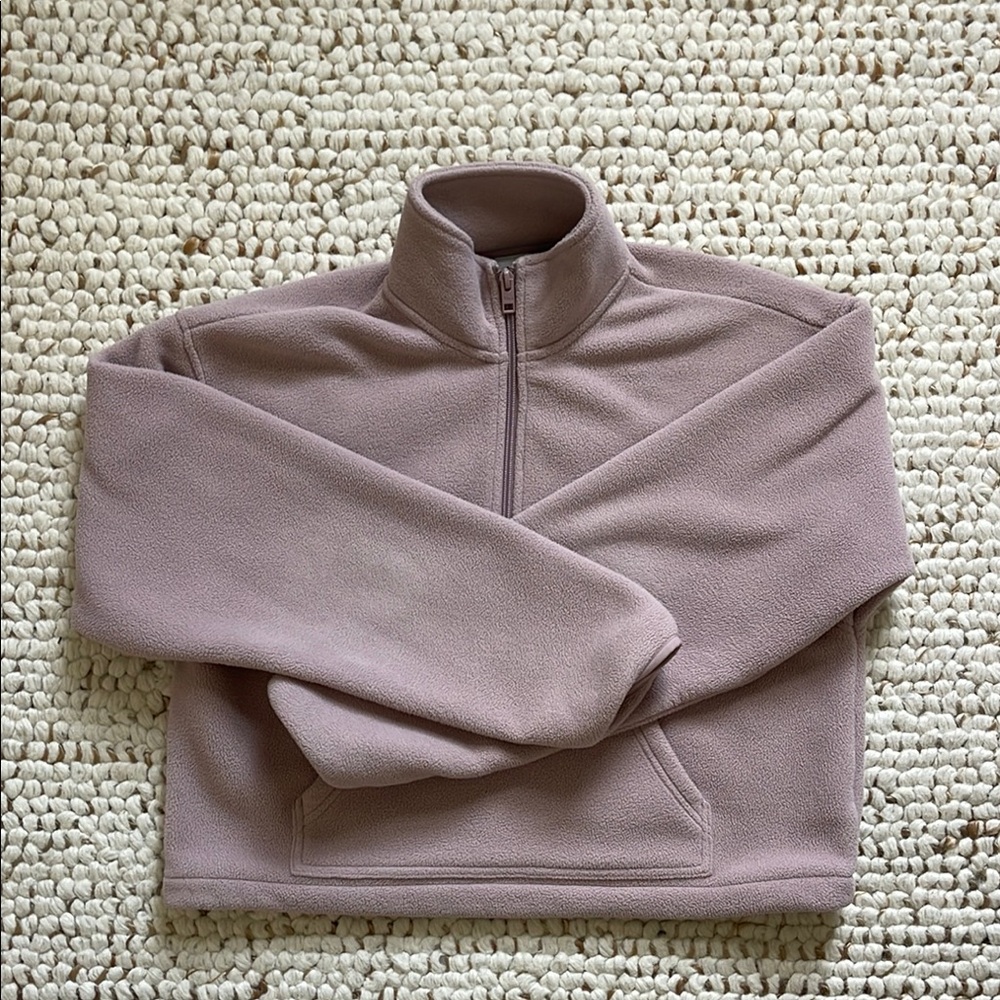 Aritzia TNA Mauve Quarter-Zip Fleece Pullover